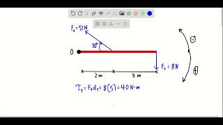 Calculate the net torque about point O for the two forces applied as in The rod and both forces are [upl. by Jillene]