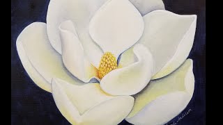 Magnolia Blossom Acrylic Painting LIVE Instruction [upl. by Marcie]