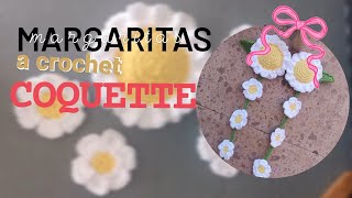 MARGARITAS COQUETTE a crochet para el cabello 🌼 Patrón fácil para PRINCIPIANTES BahezCrochet 🧶🪡 [upl. by Markson965]