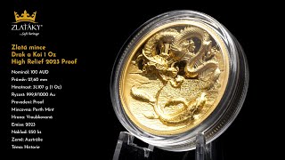 Zlatá mince 1 Oz Drak a Koi High Relief 2023 Proof [upl. by Christabelle]