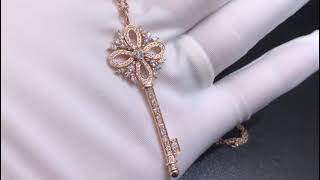 Tiffany 18k Rose Gold Pave Diamond Victoria Key Large Pendant Necklace [upl. by Ruel]