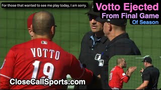 E239  Joey Votto Ejected From Final Game of Reds Season by Umpire Shane Livensparger [upl. by Schroder]