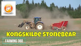 Kongskilde Stonebear SB4000 rock picker in action with New Holland tractor [upl. by Nafis]