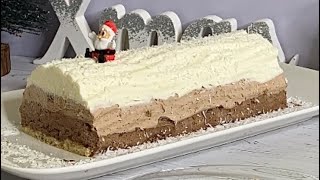 Bûche de Noël 3 chocolats  recette facile sans gélatine [upl. by Pangaro258]