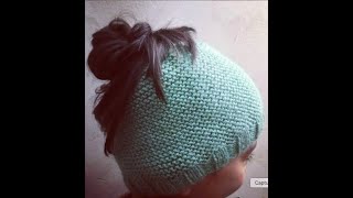 Bonnet ouvert femme au tricot point mousse et côte 33 facile à faire [upl. by Atteiluj]