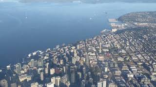 Landing SeaTac International Airport of Seattle降落西雅图西塔科国际机场飞机上俯瞰西雅图全城美景乘轻轨进城市中心 华盛顿州西雅图畅游1 [upl. by Nirrad]