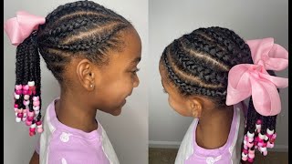 Cute Kids Natural Hairstyle  Braided ponytail  Kids Hairstyles for type 3a3b3c4a4b4c hair [upl. by Iahs]