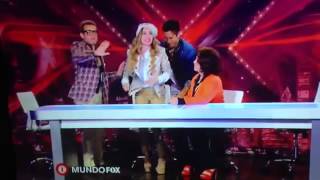 Impresionante Belinda se le ve todo cuando se cae de la silla de x factor [upl. by Alane]