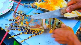 Thai Street Food  Giant RAINBOW LOBSTER  Monster Seafood in Hua Hin Thailand [upl. by Featherstone285]