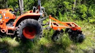 Landpride disc harrow on unbroken ground Kubota L2501 [upl. by Mcmahon]