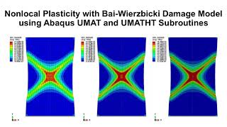 Nonlocal Plasticity with BaiWierzbicki Damage Model using Abaqus UMAT and UMATHT Subroutines [upl. by Yznel]