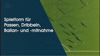 Spielform Passen Dribbeln Ballan und mitnahme  Fußballtraining am Deutschen Fußball Internat [upl. by Norramic156]