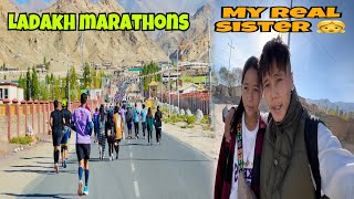 LADAKH MARATHON 2023 session last 🏃‍♀️🏃‍♂️ Meet my real sister 👧 vlog viral marathon ladakh [upl. by Nevai400]