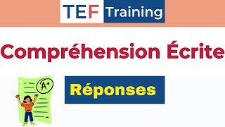 RéponsesAnswers TEF Compréhension écrite [upl. by Alimac]