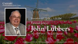 John Lubbers Funeral Service  November 11th 2024 [upl. by Alleyne]