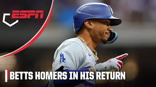 Mookie Betts homers in his first game with Dodgers since June 16  ESPN MLB [upl. by Eirtemed]