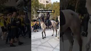 Police knockdown football fan with his horse 🐎meme football dortmund realmadrid bundesliga [upl. by Tereve]