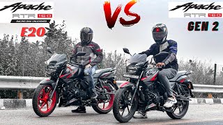 2024 APACHE RTR 160 RACE EDITION E20 VS APACHE RTR 160 race edition GEN 2 DRAG RACE TOP END🚀😱 [upl. by Swanhildas]