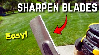 How to Sharpen Lawn Mower Blades  THE EASIEST WAY [upl. by Harvie454]