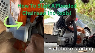 How To Start Flooded Chainsaw  Stihl [upl. by Ettevad]