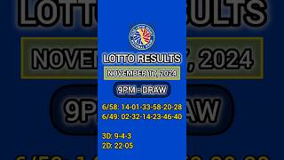 PCSO Lotto Result Today 9PM Live  November 17 2024 Sunday [upl. by Modesty]