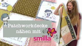 Patchworkdecke nähen  mit Briefecken und Waffel Piqué [upl. by Nawek]