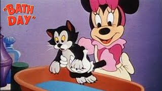 Bath Day 1946 Disney Figaro Cartoon Short Film  Minnie Mouse  Review [upl. by Nnil]