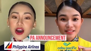 Philippine Airlines VS Cebu Pacific PA Announcement w Jen Barangan and Christine Dacera [upl. by Delcine]