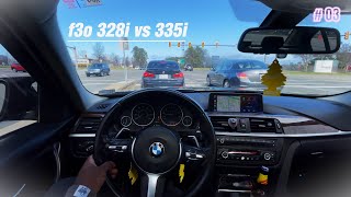 BMW F30 328I VS 335I ALMOST CRASHED [upl. by Yole]