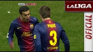 Gol de Piqué 12 en el Málaga CF  FC Barcelona  HD [upl. by Jess972]