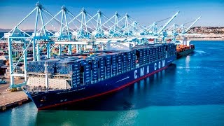 Port of Los Angeles Arrival of CMA CGM Benjamin Franklin [upl. by Charyl736]