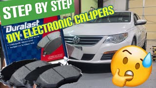 How to RETRACT and REPLACE brake pads on VW CC  SIMPLE VERSION [upl. by Losyram]