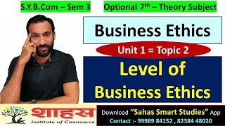 SY Sem3  Business Ethics  Unit 1 Topic 2 Levels of Business Ethics sybcom msu bhavinshah [upl. by Schild744]