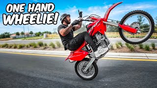 Longest Wheelie With One Hand   Braap Vlogs [upl. by Grefer126]