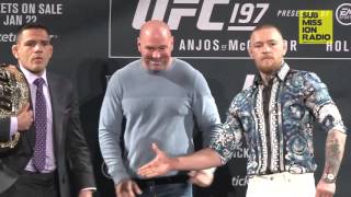 UFC 196 Conor McGregor trolls Rafael Dos Anjos during Staredown [upl. by Nnaed798]