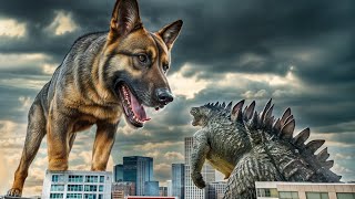 Giant Dog Dwarfs Godzilla [upl. by Nolyar]