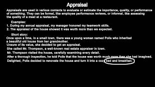 Appraisal Evaluating Value and Performance [upl. by Vernice500]