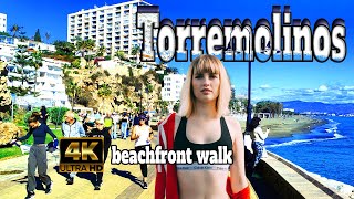 Torremolinos Spain Beachfront Sunshine Walk  Costa Del Sol Malaga 4k january 2024 [upl. by Fred]