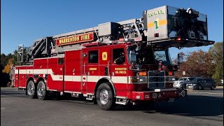 Warrenton Volunteer Fire Company Tower 1 responding 102424 [upl. by Alleroif]