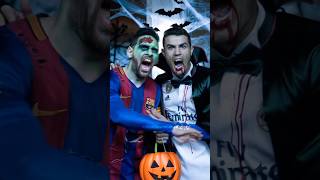 Messi and Ronaldo trick or treat at holloween🎃 [upl. by Lilia]