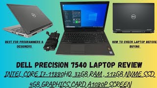 Dell Precision 7540 Laptop i79880H 32GB 512 SSD Quadro T1000Laptop Review  How to Check Laptop [upl. by Elisabetta]