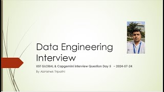 Day5 UST GLOBALampCapgemini interview Question Day 5 interview question dataengineerpysparksql [upl. by Notsuoh56]