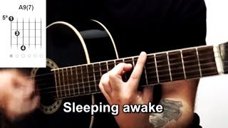 POD Sleeping Awake  lower key acoustic guitar lesson tutorial [upl. by Finegan340]