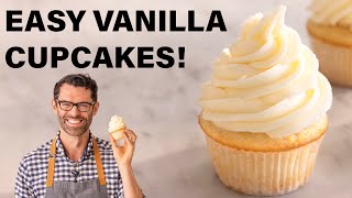 EASY Vanilla Cupcakes Recipe [upl. by Cornish]