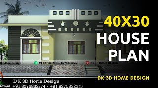 40x30 House Plan  Best 5 Color Combinations  1200 Sq ft House Design  Dk 3D Home Design [upl. by Annaicul401]