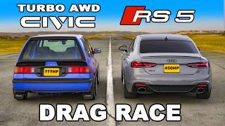 800hp AWD Civic v Audi RS5 DRAG RACE [upl. by Amberly]