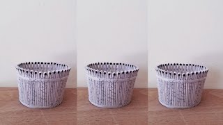 Wonderful patterned fruit basket making with waste paperDIY newspapers fruit basket [upl. by Sillyrama]