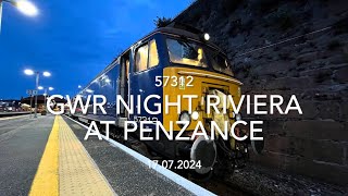 GWR Night Riviera 57312 at Penzance 17072024 [upl. by Behl]