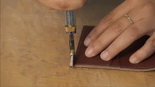 ASMR Hand Making a Leather Wallet in Calf and Goat [upl. by Enyaw]