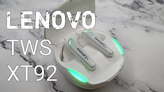 แกะกล่อง unbox  Lenovo XT92 หูฟัง TWS ราคาไม่แรง มีแสงไฟในตัว [upl. by Jewett]